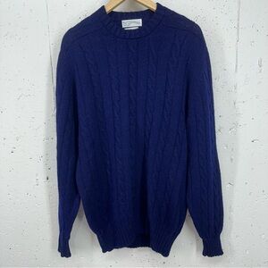 Wilmington Country Store Size Large Navy Blue 100% Scottish Wool Sweater